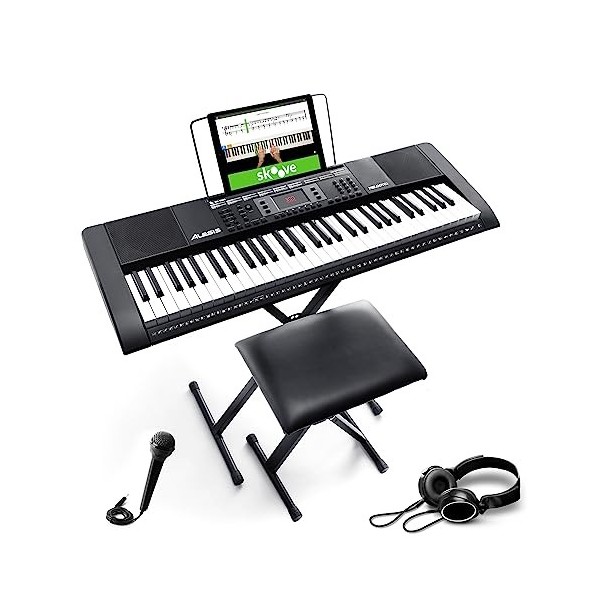 Alesis Melody 61 piano numérique 61 touches pour débutants avec haut-parleurs, support, clavier banc, casque, micro, pupitre,