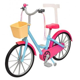 The New York Doll Collection Vélo pour poupées 18 Pouces /46 cm - Comprend des banderoles - Panier et Roues dentraînement - 