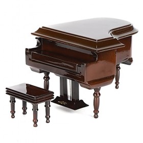 Miniature Piano Mini Piano à Queue En Bois Instrument de Musique Modèle Ornement Poupées Maison Salon Meubles Accessoires ave