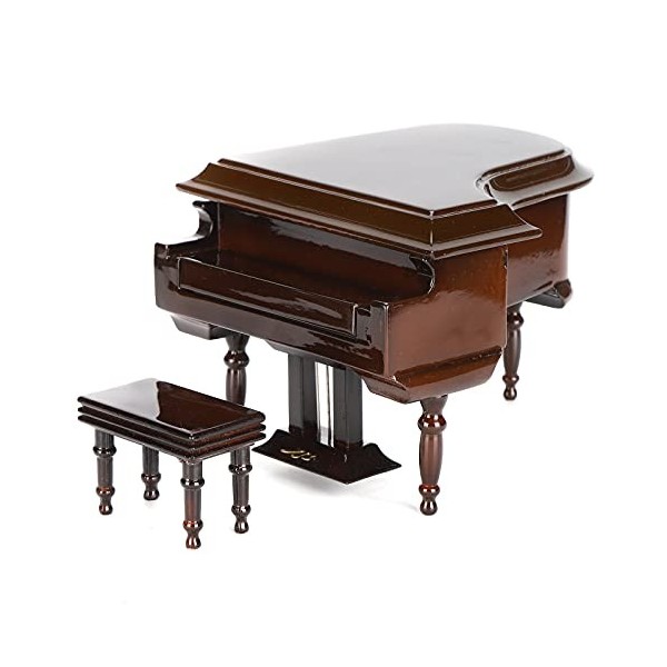 Miniature Piano Mini Piano à Queue En Bois Instrument de Musique Modèle Ornement Poupées Maison Salon Meubles Accessoires ave