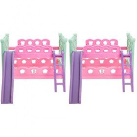Toyvian 2 Pièces Maison De Poupée Lit Superposé Accessoires pour Filles Décoration Miniature Miniatures Mini Accessoires pour