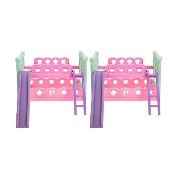 Toyvian 2 Pièces Maison De Poupée Lit Superposé Accessoires pour Filles Décoration Miniature Miniatures Mini Accessoires pour