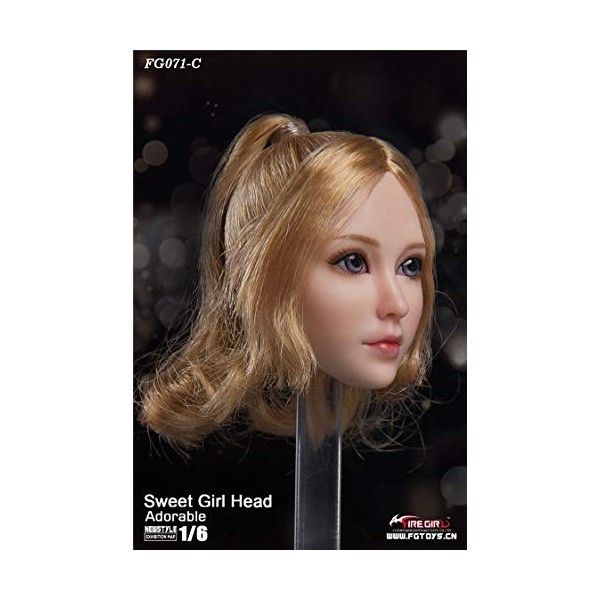 MDybf Sculpture de tête de poupée féminine à léchelle 1/6, sculpture de tête de greffe de cheveux pour figurine féminine de 