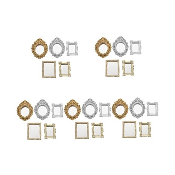 Toyvian 25 Pièces Miroir De Maison De Poupée Fournitures pour Maison De Poupée Accessoires De Maison De Poupée Ornements De M