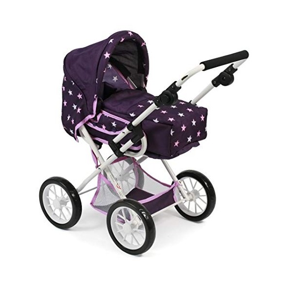 Bayer Chic 2000 - Poussette pour poupée Leni 2 en 1 avec Sac de Transport Amovible, étoiles, Violet