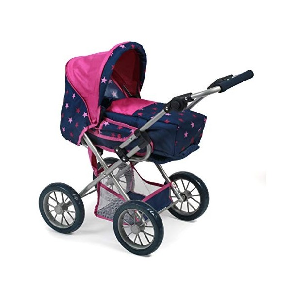 Bayer Chic 2000 - Poussette pour poupée Leni, 2 en 1 avec Sac de Transport Amovible, Stars Navy, Rose