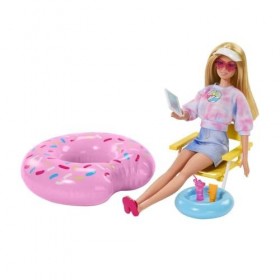 Barbie Le Film Set de Jeu Piscine avec Accessoires pour les filles à partir de 3 ans