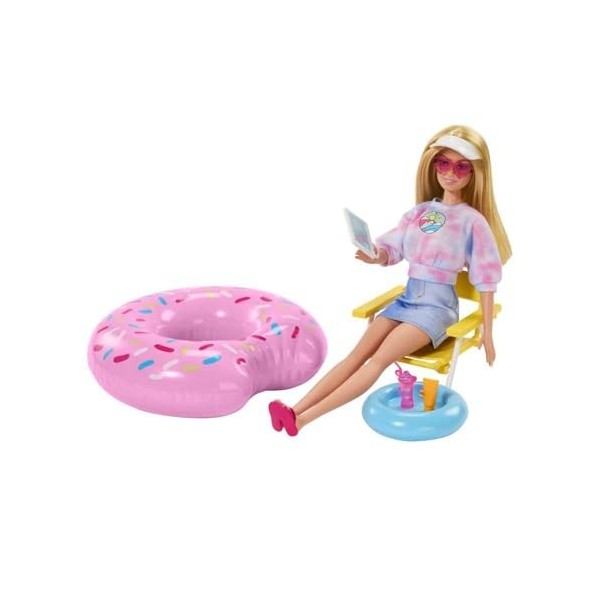 Barbie Le Film Set de Jeu Piscine avec Accessoires pour les filles à partir de 3 ans