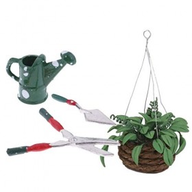 yunyu Meubles de Maison de poupées, Accessoires de Maison de poupée, Plante Verte réaliste Miniature 1/12 avec Outils pour Or