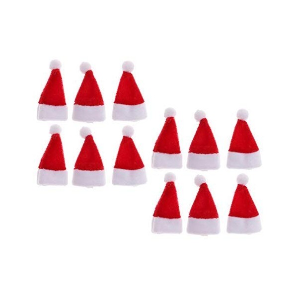 yunyu Meubles de Maison de poupée, 12 Pack 1/12 Accessoires de Maison de poupée - Chapeau de père Noël Miniature de Noël - po