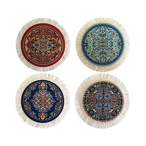 Inusitus Lot de 4 tapis ronds pour maison de poupée - 12,7 cm