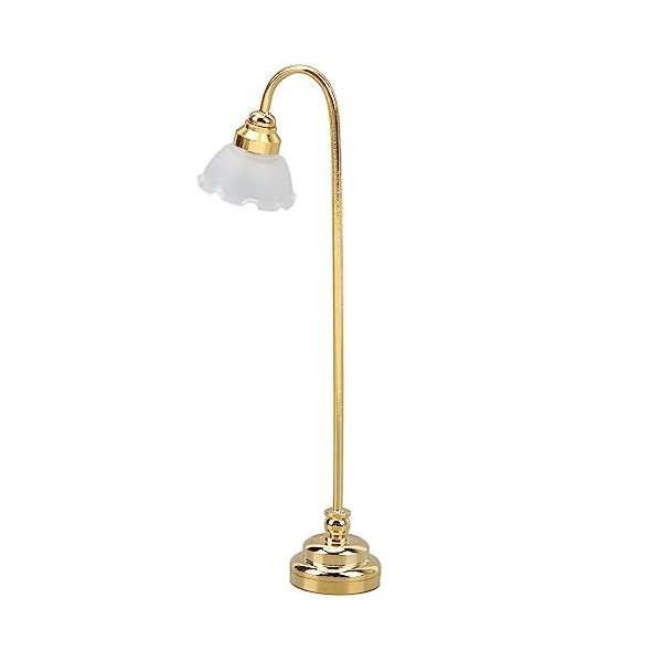 RiToEasysports Lampadaire miniature pour maison de poupée, lampe de sol en forme de fleur dorée à léchelle 1/12, meubles min