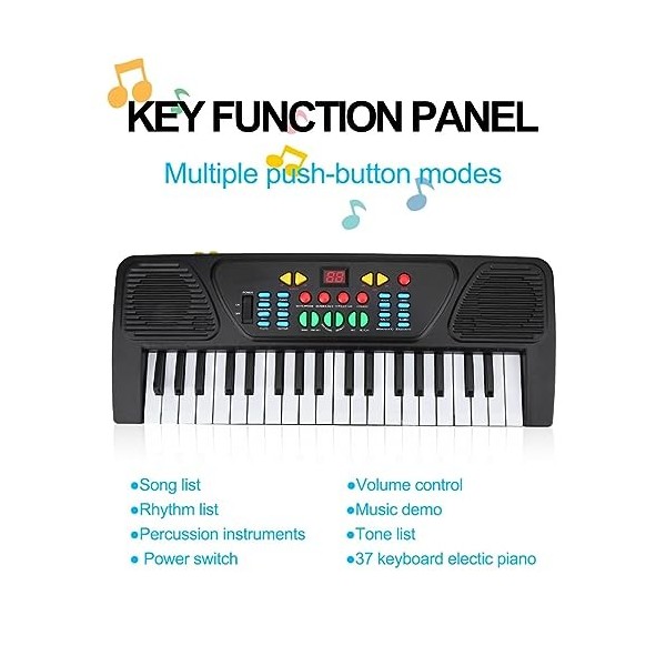 37 Touches Clavier électrique, Piano de Musique avec Microphone Instrument de Musique Jouet Clavier de Musique Portable Jouet