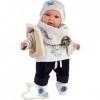 Llorens Poupée Enzo aux Yeux Bleus - Poupée bébé avec Corps Souple - avec Tenue Tendance et tétine - 42 cm