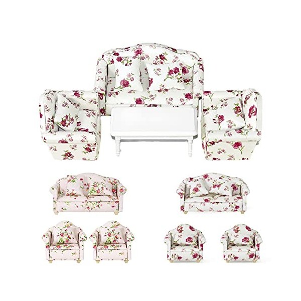 Haloppe Mobilier miniature pour maison de poupée, jouets de jeu de simulation, meubles de maison de poupée, mini imprimé flor