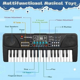 Piano pour Enfants, 37 Touches Clavier électronique de Piano Jouets avec Microphone pour Enfants Garçon Filles Cadeau Piano C