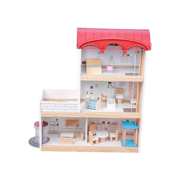 Fonowx Maison de Poupée en Bois de Style Européen, Jardin, 3 Ans et Plus, Mini Meubles, Accessoires Faits à La Main, Artisana