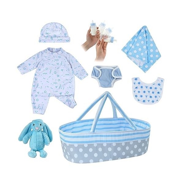 BABESIDE Accessoires de poupée Reborn avec Berceau pour poupées réalistes de 17 à 22 Pouces Accessoires de vêtements de poupé