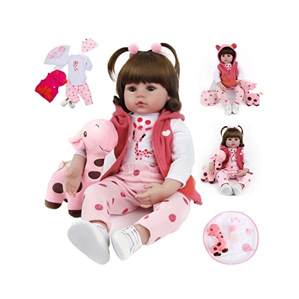 ZIYIUI 48 cm Reborn Poupée Réaliste en Souple Vinyle Silicone pour Bebe Reborn Fille Réalité Fait Main Cadeaux danniversaire