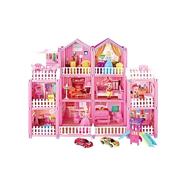 Miniature avec Des Meubles de Maison de Poupée, Maison de Poupée Villa Résidentielle, Maison de Poupées en Plastique avec Acc