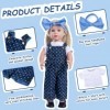 Rakki Dolli Ensemble daccessoires de vêtements de poupée 3 pièces avec salopette bleue tendance, salopette, t-shirt blanc à 