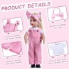 Rakki Dolli Ensemble daccessoires de vêtements de poupée 3 pièces avec salopette rose tendance, salopette et t-shirt blanc à