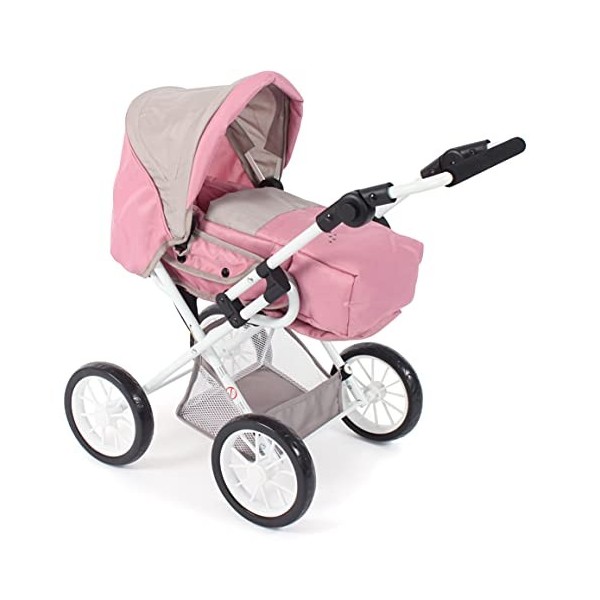 Bayer Chic 2000 Poussette de poupée Leni, Poussette combinée 2 en 1 avec Sac de Transport Amovible, Ours, Rose