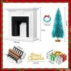 Lot de 14 accessoires de décoration de maison de poupée de Noël 1:12 avec cheminée vintage en bois, chaussettes de Noël, boît