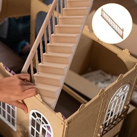 DOITOOL Home Decor Home Decor Escalier miniature échelle 1:12 Escaliers pour maison de poupée Escaliers en bois main courante