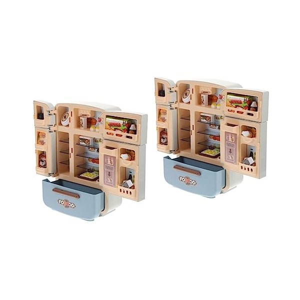 Toyvian 2 Jeux De Simulation De Cuisine Réfrigérateur Poupées Miniatures Accessoires De Cuisinière Jouet pour Enfant Maison D