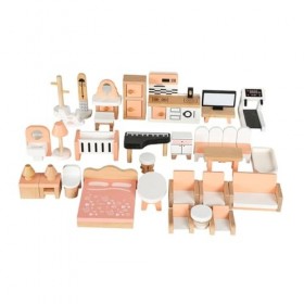 Colcolo Jouets de Simulation de Meubles de Maison de poupée en Bois, 34 pièces, décoration pour Enfants en Bas âge, Mini Meub