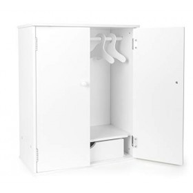 small foot Armoire à poupées en bois blanc, avec accessoires tels quune tringle à vêtements et un cintre, en plus des access