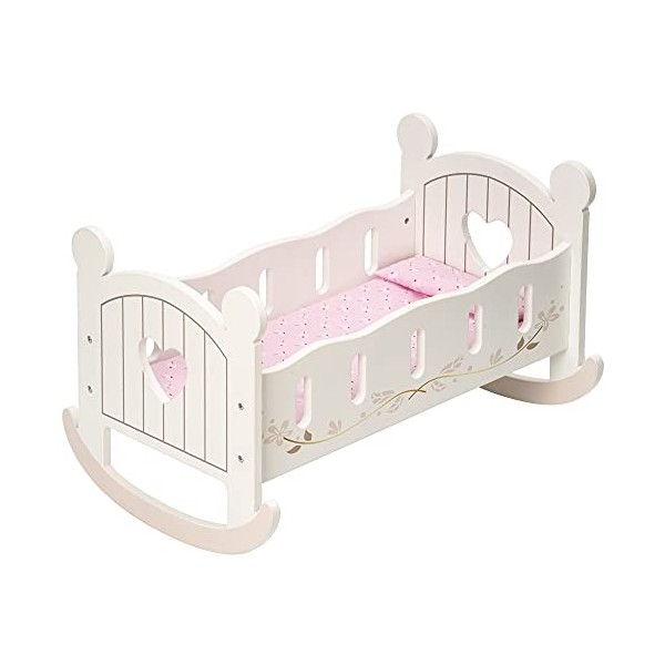 ROBUD Lit Poupon Accessoires de poupée pour bébé, Lit de poupée pour poupées de 18 Pouces, Meubles Jouets en Bois pour Les To