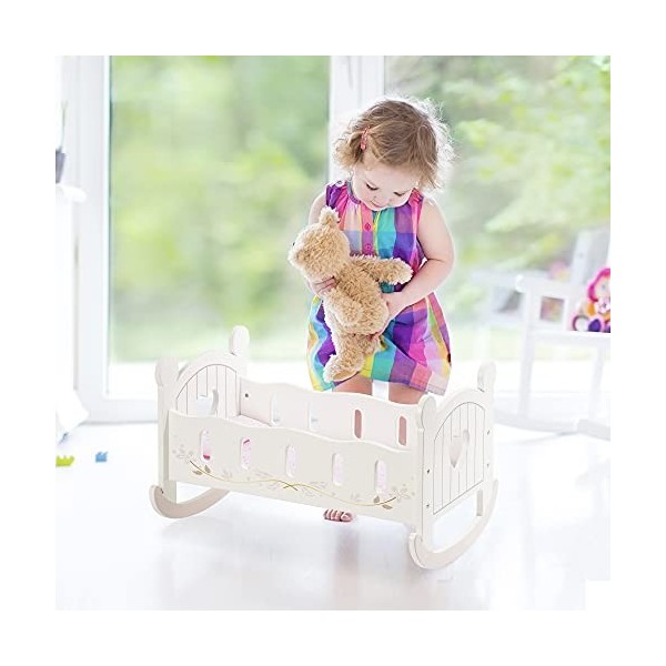 ROBUD Lit Poupon Accessoires de poupée pour bébé, Lit de poupée pour poupées de 18 Pouces, Meubles Jouets en Bois pour Les To