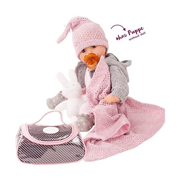 Götz 3402832 Grand Set Cosy Rabbit, T. S - Set de 10 vêtements et Accessoires pour poupons de 30-33 cm