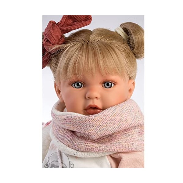 Llorens Julia - 1042402 - Cheveux blonds et Yeux Bleus - Poupée avec Corps Doux - Tenue Tendance et tétine - 42 cm