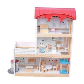 Generic Maison de Poupée Miniature en Bois, Jeu de Simulation, Jouet éducatif, Décoration pour Tout-Petits, Modèle pour Enfan