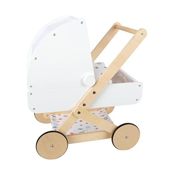 Small Foot- Landeau Little Button en Bois, Poussette de poupée multifonctionnelle et de Haute qualité, à partir de 3 Ans Toys