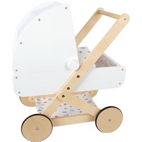 Small Foot- Landeau Little Button en Bois, Poussette de poupée multifonctionnelle et de Haute qualité, à partir de 3 Ans Toys