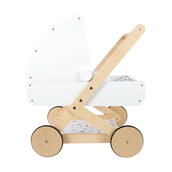 Small Foot- Landeau Little Button en Bois, Poussette de poupée multifonctionnelle et de Haute qualité, à partir de 3 Ans Toys