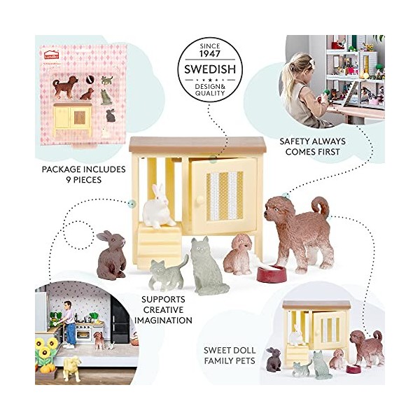 Lundby Accessoires pour Maison de poupées - Figurines Chat et Chien - Meubles de Maison de poupées - Jouets danimaux - pour 