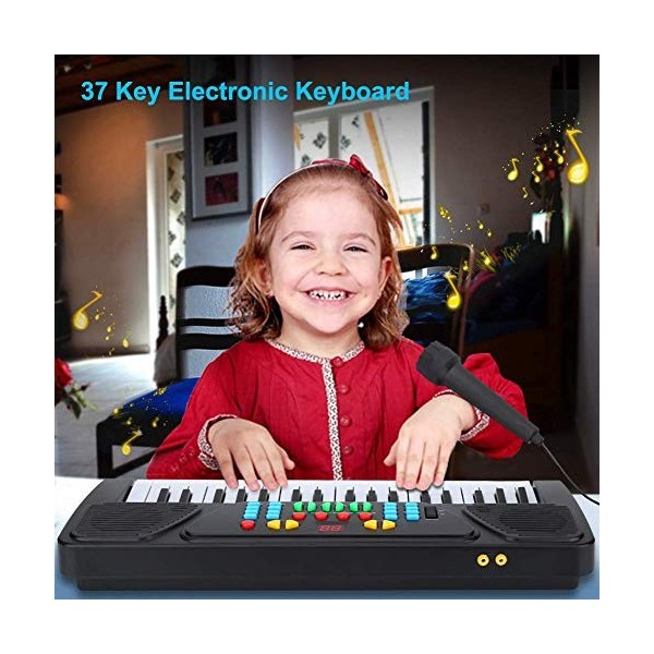 Piano à clavier électronique, piano de musique multifonctionnel portable à 37 touches avec microphone jouet, 8 sons, 8 rythme