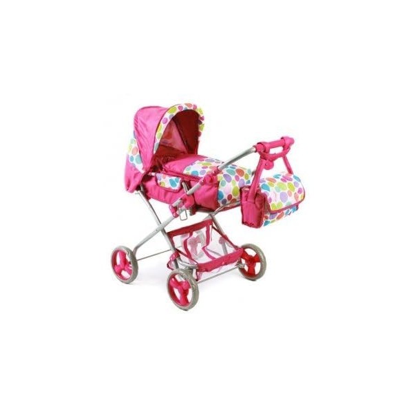 Landau Combi Poussette Bambina pour poupée jusquà 52 cm - poignée réglable de 40 à 80 cm - Set Accessoire Poupon + 1 Carte