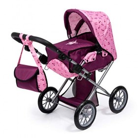 Bayer Design 13671AA Poussette Landau pour poupée City Star, couffin Amovible, Sac à bandoulière, réglable, Rose, Prune