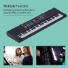 Tenpac Clavier Piano, Piano numérique électrique 61 touches avec micro, Cadeau de portable, musique dinstrument multifonctio