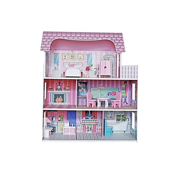 Toys Maison de poupée pour Filles et garçons 62x27x70cm - Rose- Maison de poupée pour Enfant avec Accessoires