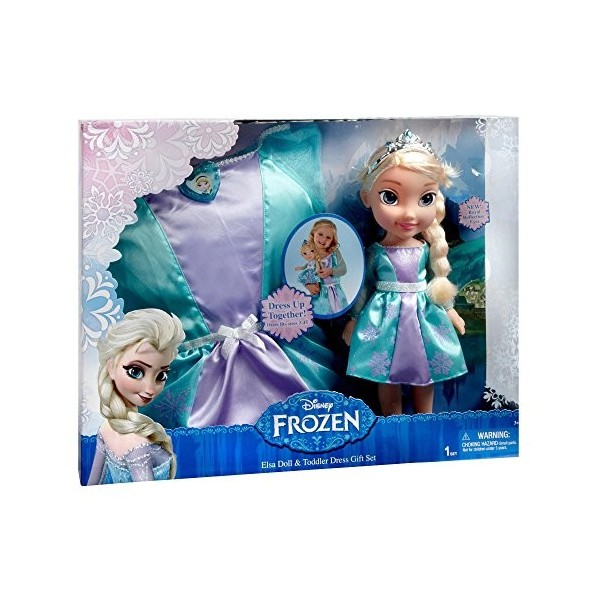 Disney - Frozen - La Reine des Neige - Poupon Elza 35 cm + robe pour votre fille 3-4 ans 