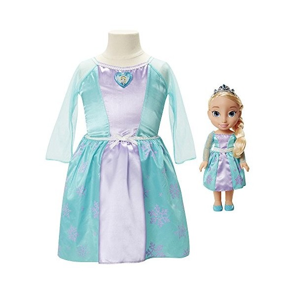 Disney - Frozen - La Reine des Neige - Poupon Elza 35 cm + robe pour votre fille 3-4 ans 