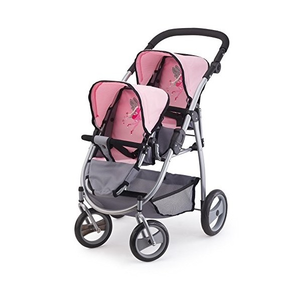 Bayer Design - 2650800 - Poussette Landau jumeaux pour Poupée - Gris/Rose