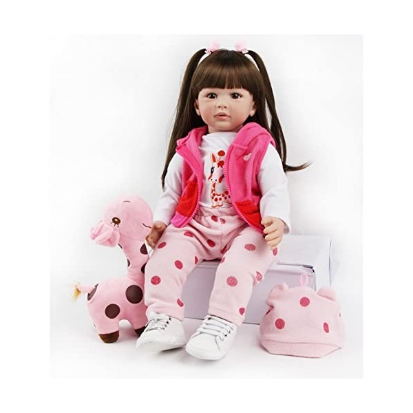 ZIYIUI Poupée Reborn 24 Pouces 60 cm Réaliste Bebe Fille Souple en Silicone en Vinyle Nouveau-né Baby Dolls Garçon Fille Joue